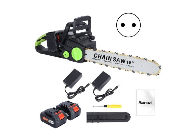 Rutaqian Akku-Kettensäge 16-Zoll-Akku-Kettensäge, bürstenloser Motor, batteriebetriebene Kettensäge mit 2 x 4-Ah-Akkus von Rutaqian