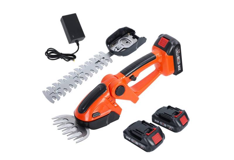 Rutaqian Akku-Strauchschere 2 in 1 Mini-Heckenschere & Grasschere, Heckenschere Kabellos, (1 St), 21V 1500mAh 2 Akkus 1 Ladegerät,Messerlänge 30cm von Rutaqian