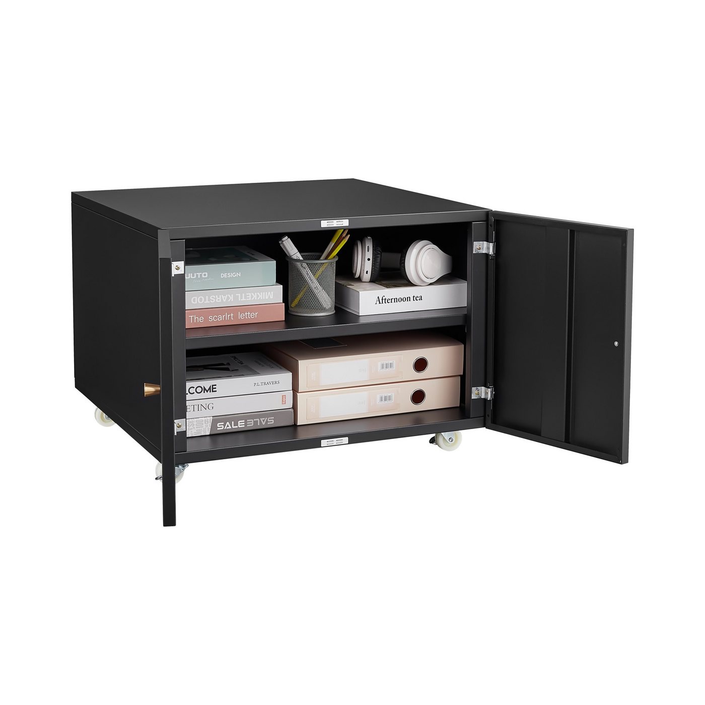Rutaqian Aktenschrank Schwarz/Weiß Druckerhalter und Aufbewahrung aus Metall, verstellbarer Aktenschrank, mit Rädern, geeignet für das Heimbüro Rutaqian Aktenschrank Schwarz/Weiß Druckerhalter und Aufbewahrung aus Metall, verstellbarer Aktenschrank, mit Rädern, geeignet für das Heimbüro von Rutaqian