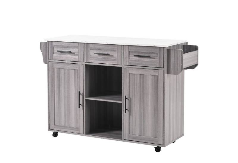 Rutaqian Anrichte Esswagen Anrichte, klappbare Arbeitsplatte, Ablagetür, Rollen von Rutaqian