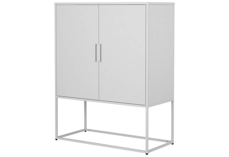 Rutaqian Anrichte Weiß/Schwar,Metall-Sideboard,Lagerschrank– 2 Regale,Freistehender, Stahlschrank,Magnettüren,H109 cm×B85cm×T40cm von Rutaqian