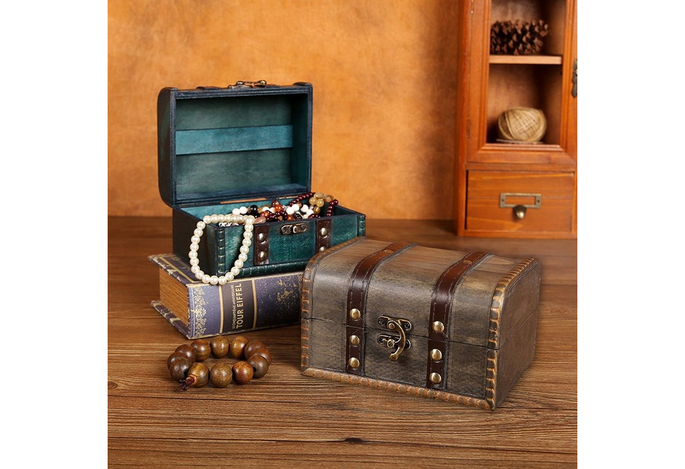 Rutaqian Aufbewahrungsbox Vintage Holz Aufbewahrungsbox,für Schmuckkästchen Dekorative Box von Rutaqian