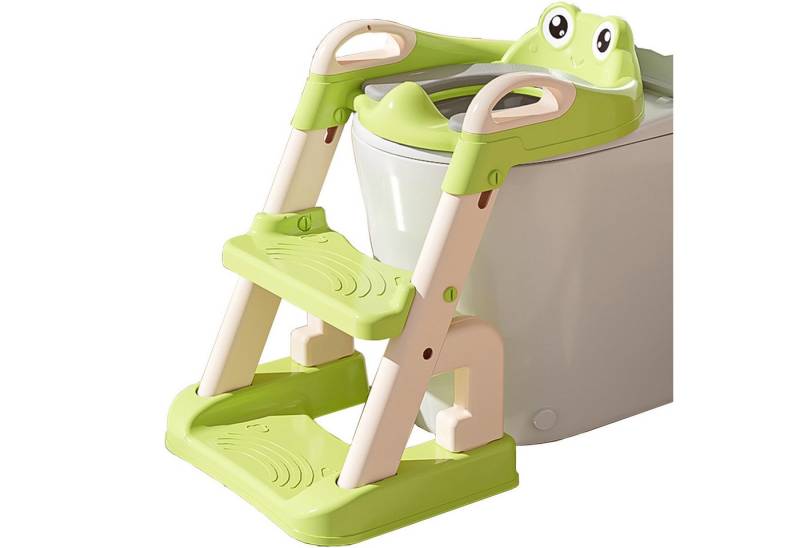 Rutaqian Baby-Toilettensitz Toilettensitz Kinder mit Treppe, Höhenverstellbar und Klappbar, 2-in-1 kinder toilettensitz mit treppe für Kinder ab 1-10 jahre von Rutaqian