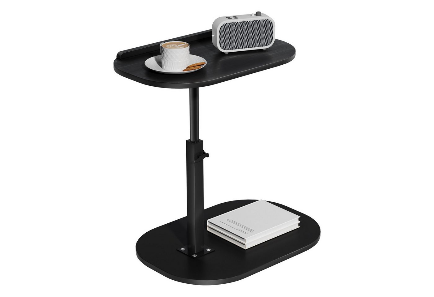 Rutaqian Beistelltisch Multifunktionaler C-Tisch Höhenverstellbar - Drehbare Platte (1-St., Beistelltisch & Nachttisch - Modernes Design in Schwarz), mit 2 Ablagefächern als Couchtisch von Rutaqian