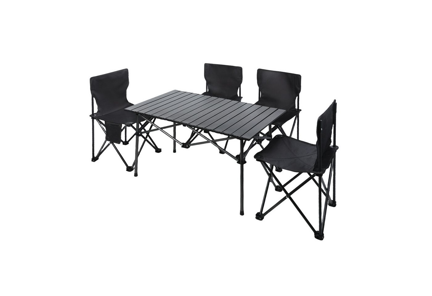 Rutaqian Campingtisch Klapptisch Reisetisch mit 4xStuhl,Campingtisch-Set für 4-6 Personen (1x Campingtisch, 4x Stühle), Faltbaren Essgruppe mit Stühlen Für den Innen Außenbereich von Rutaqian