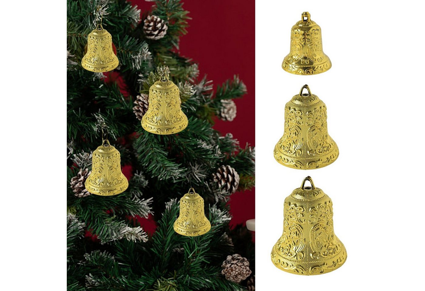 Rutaqian Christbaumschmuck 1 Stücke Weihnachtsglocke, Christbaumschmuck, Weihnachtsanhänger, Glocke Dekorationen, für Weihnachtsbaum Geschenk Deko von Rutaqian