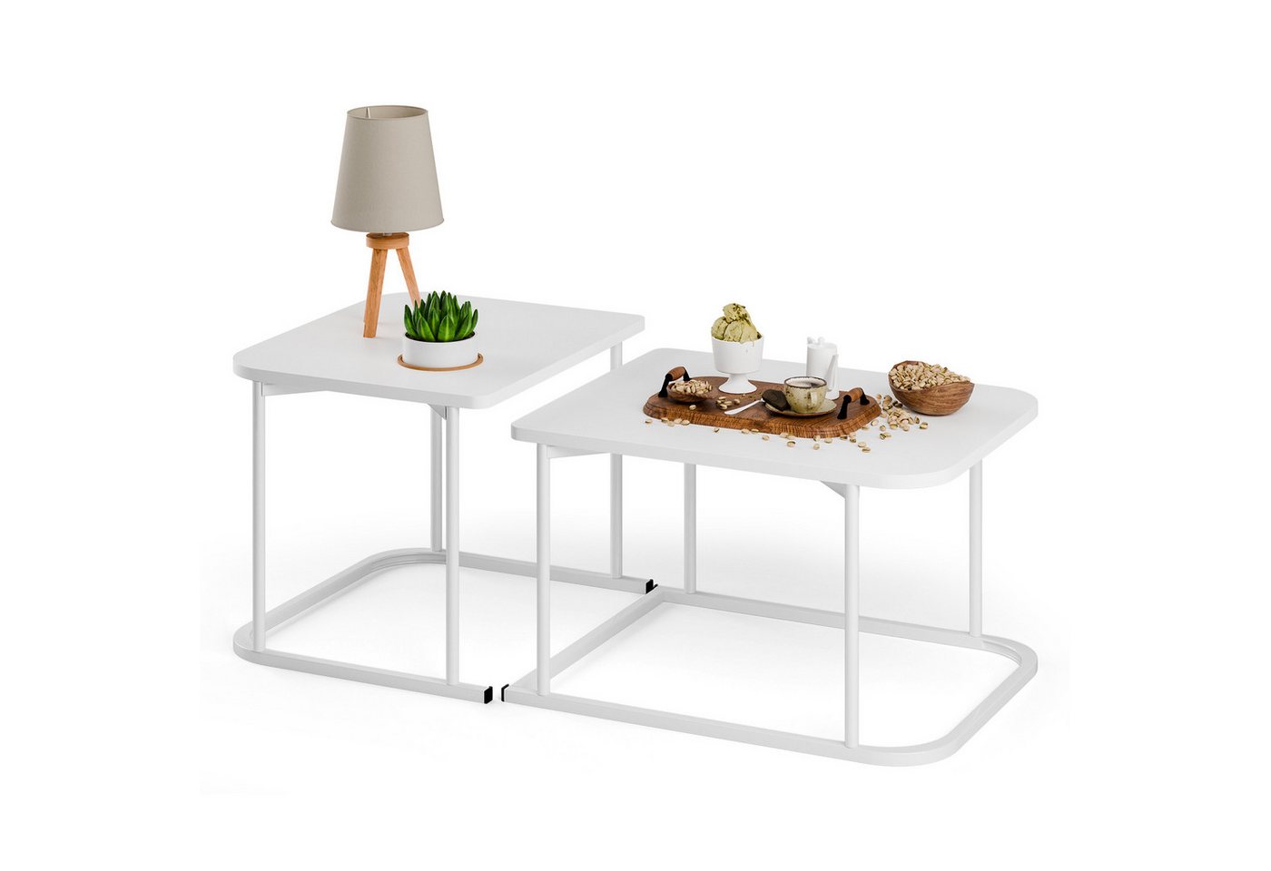 Rutaqian Couchtisch Beistelltisch,Couchtisch, runder Beistelltisch in 2 Größen,120x60x45cm, Teetisch Kombination,für Schlafzimmer, Wohnzimmer,Büro von Rutaqian