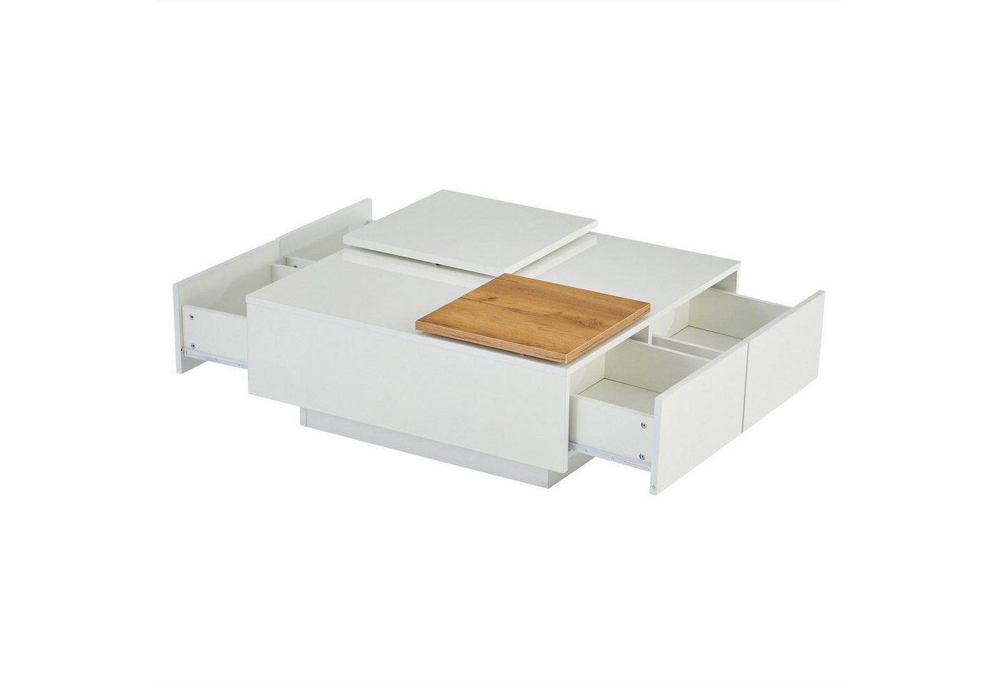 Rutaqian Couchtisch Beistelltisch Moderner Hochglänzender Quadratischer Couchtisch (1-St., 75x75x33.5 cm, Belastbarkeit 30kg), mit Verschieblicher Tischplatte und Ablagefläche – Weiß oder Schwarz von Rutaqian