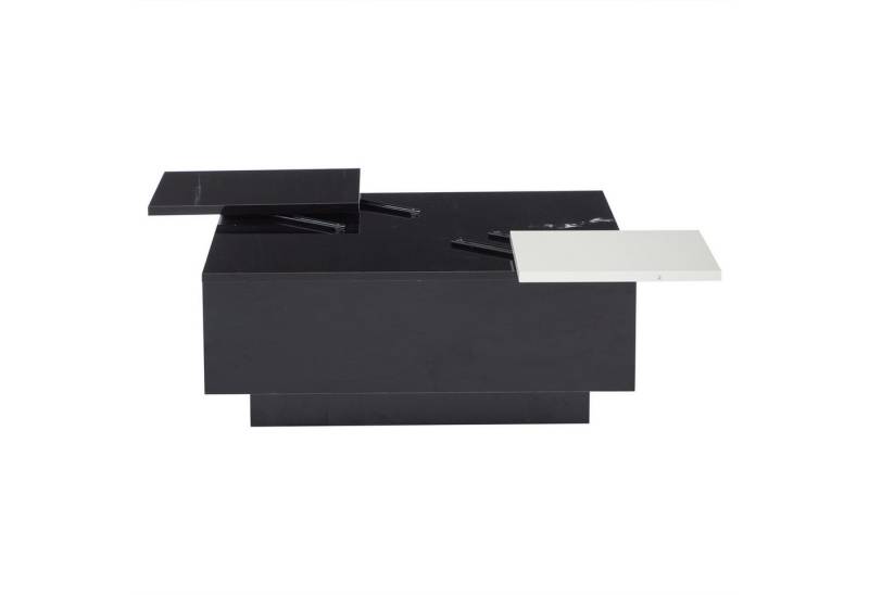 Rutaqian Couchtisch Beistelltisch Moderner Hochglänzender Quadratischer Couchtisch (1-St., 75x75x33.5 cm, Belastbarkeit 30kg), mit Verschieblicher Tischplatte und Ablagefläche – Weiß oder Schwarz von Rutaqian