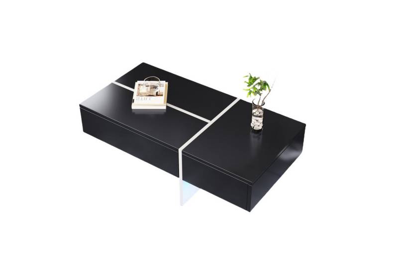 Rutaqian Couchtisch Hochglänzender Couchtisch,100*50*34,5cm, mit LED-Beleuchtungssystem (1-St) von Rutaqian