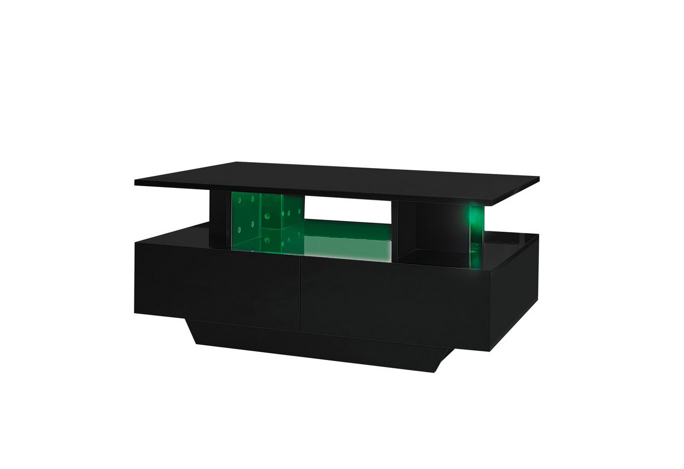 Rutaqian Couchtisch Kaffeetisch, Beistelltisch modernes Hochglanz, mit LED, 2 Schubladen, (1-St), Stilvolles Design, 90x55x41 cm mit Stauraum von Rutaqian