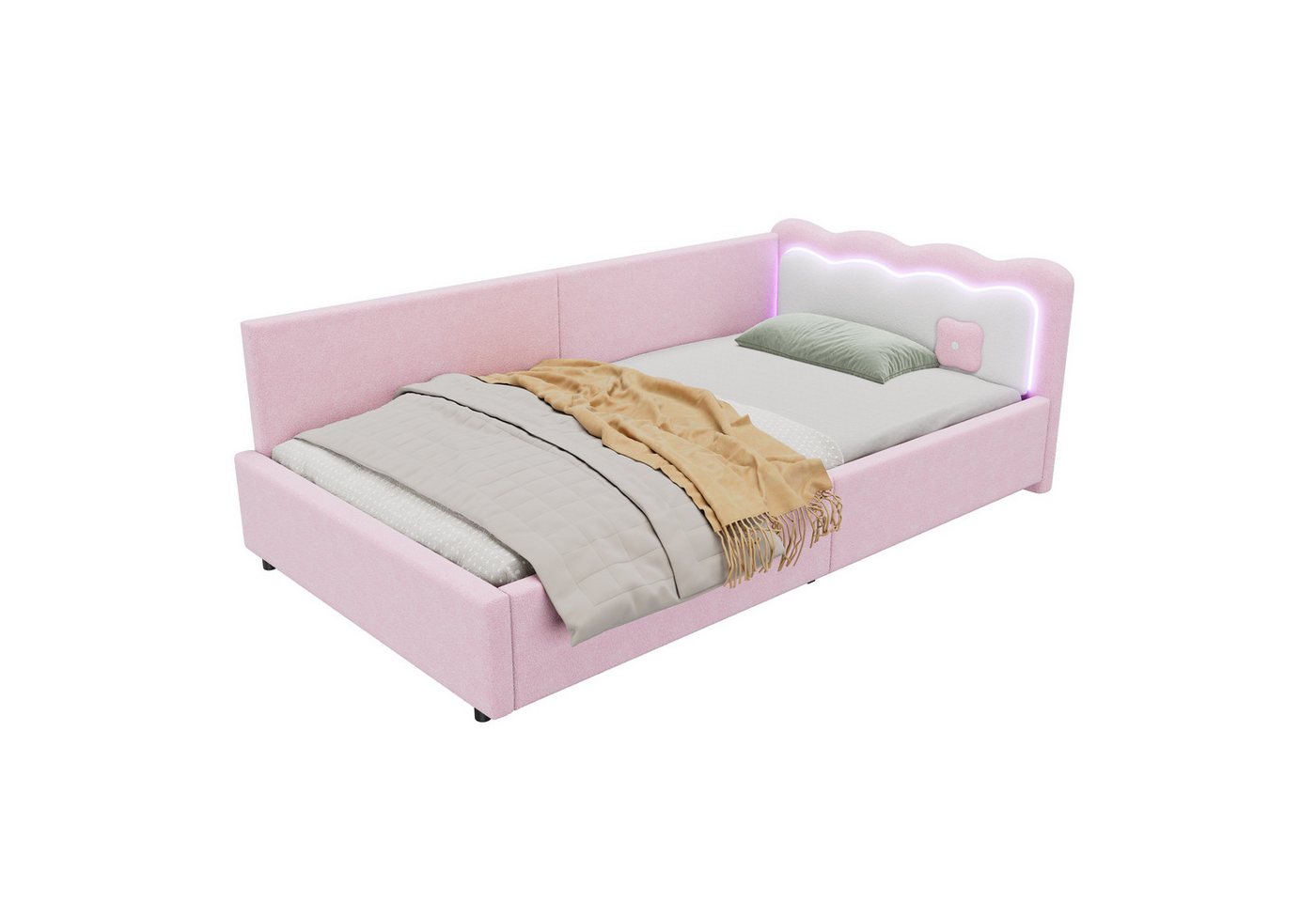 Rutaqian Daybed Daybett,90*200cm, LED-Umgebungslicht,(ohne Matratze), Rosa (1 tlg) von Rutaqian