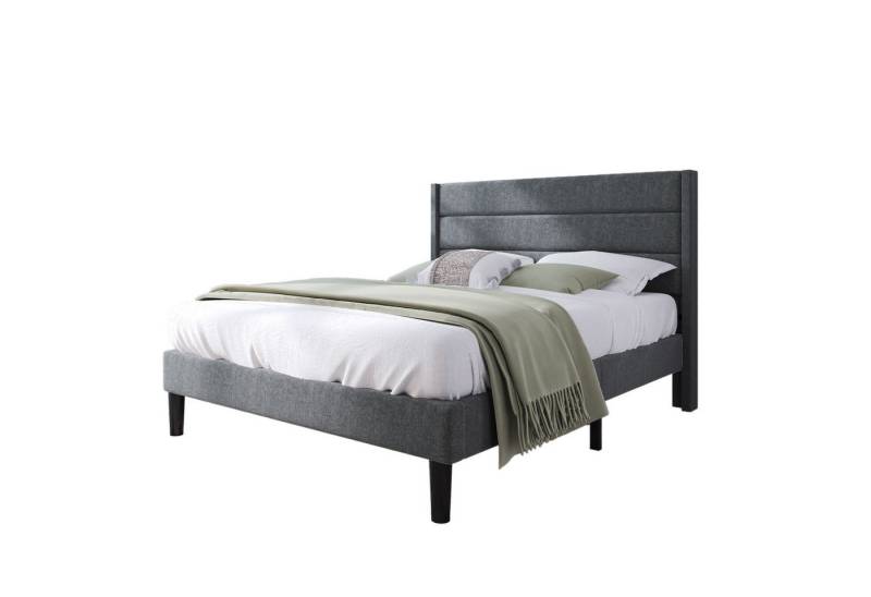 Rutaqian Daybett Polsterbett 140 x 200 cm,Doppelbett, Textilbezug Leinen in Dunkelgrau von Rutaqian