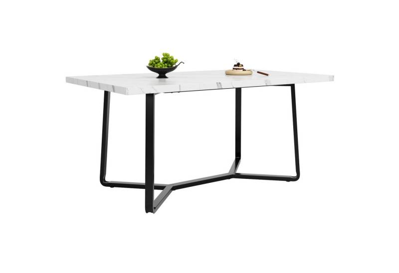 Rutaqian Esstisch 138.5*75*76 cm,leichter Luxustisch für 4-6 Personen, MDF marmorierte Tischplatte,geeignet für Esszimmer, Wohnzimmer von Rutaqian