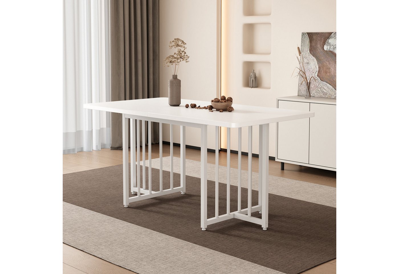 Rutaqian Esstisch Esstisch modern, Holztisch, Dining Table 158 x 76 x 75 cm,weiß (Rechteckiger hölzerner Küchentisch, einfach zu installieren), für Küche Wohnzimmer von Rutaqian