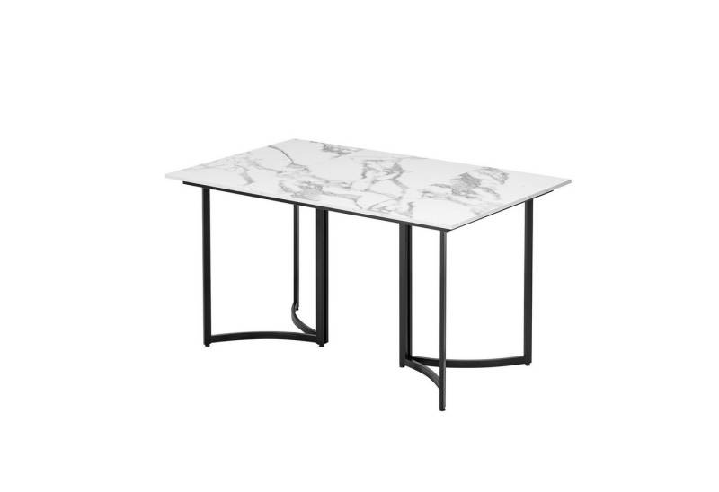 Rutaqian Esstisch Moderner Esstisch weiß mit Marmoroptik und gebogenen Tischbeinen (1-St), verstellbare Füße für Esszimmer und Küche, 140x80x75.5cm von Rutaqian
