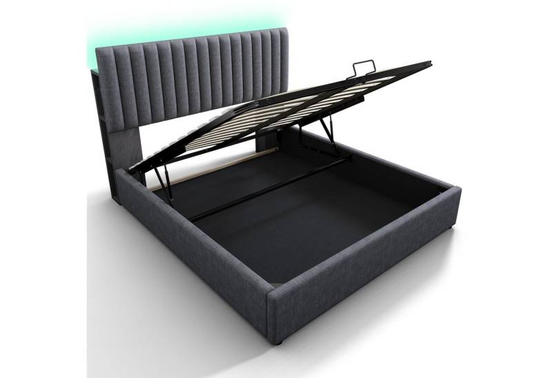Rutaqian Funktionsbett Polsterbett Doppelbett Bett mit aufladen USB Type C Ladefunktion von Rutaqian