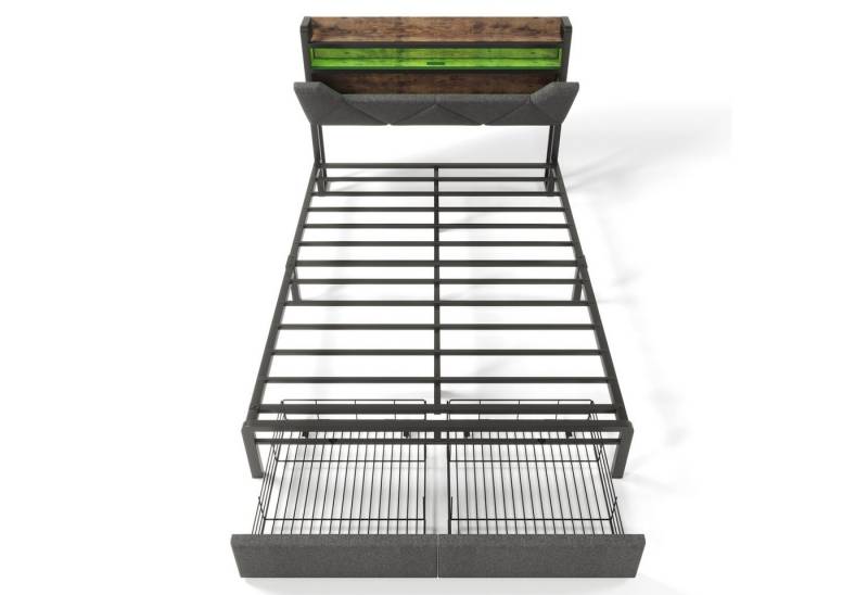 Rutaqian Funktionsbett Polsterbett mit USB Typ C Ladefunktion und LED-Beleuchtung von Rutaqian