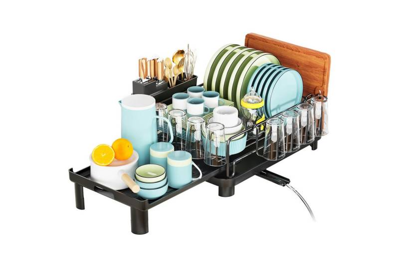 Rutaqian Geschirrständer Abtropfgestell,Geschirr Abtropfständer Abtropfgitter, Zubehör für Schwenkbarem Abflussauslauf für die Küchenarbeitsplatte, Schwarz, mit Großem Fassungsvermögen und Abnehmbarem Besteckhalter Rutaqian Geschirrständer Abtropfgestell,Geschirr Abtropfständer Abtropfgitter, Zubehör für Schwenkbarem Abflussauslauf für die Küchenarbeitsplatte, Schwarz, mit Großem Fassungsvermögen und Abnehmbarem Besteckhalter von Rutaqian