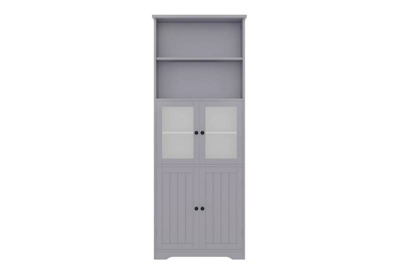 Rutaqian Hochschrank 57.4 x 28.5 x 160cm Badezimmer-Hochschrank mit Stauraum Volllackierung, Glasschranktür,zwei offene Ablagefächer von Rutaqian