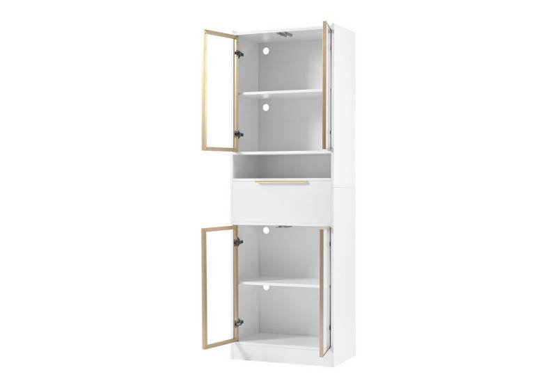 Rutaqian Hochschrank mit 16-Farb-LED,Bluetooth,60×35×180cm,Vitrine mit Glasfront,Schublade, Stauraum & Beleuchtung für Wohnzimmer, MDF & Sicherheitsglas Rutaqian Hochschrank mit 16-Farb-LED,Bluetooth,60×35×180cm,Vitrine mit Glasfront,Schublade, Stauraum & Beleuchtung für Wohnzimmer, MDF & Sicherheitsglas von Rutaqian