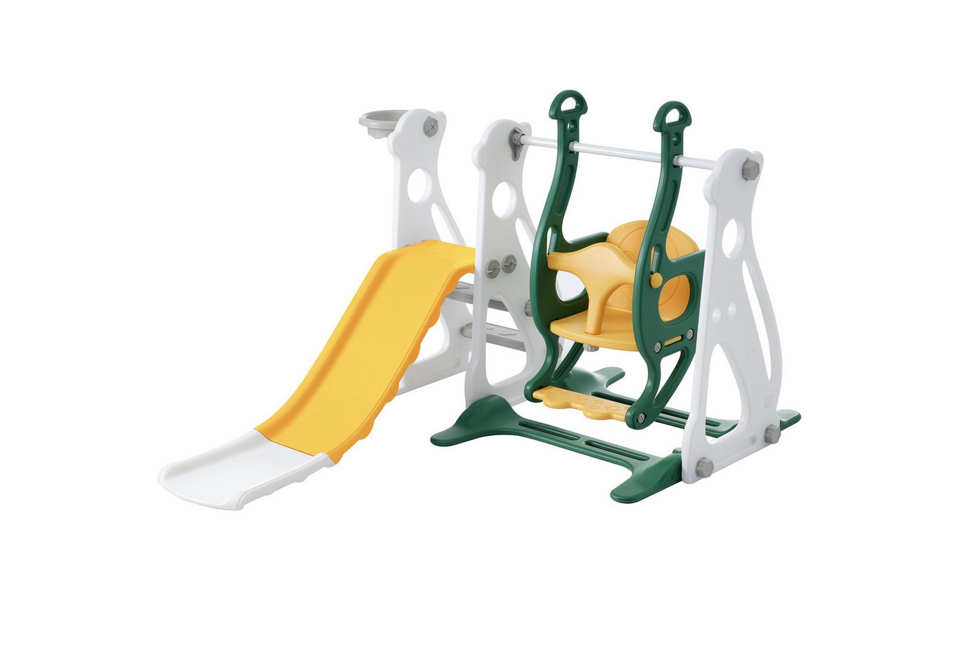 Rutaqian Indoor-Rutsche 4 in 1 Kinderrutsche für Outdoor & Indoor Rutsche, (mit Schaukel Basketballkorb Kletterleiter), Kinder Spielplatz Slide Gartenrutsche Kinderschaukel Rosa von Rutaqian