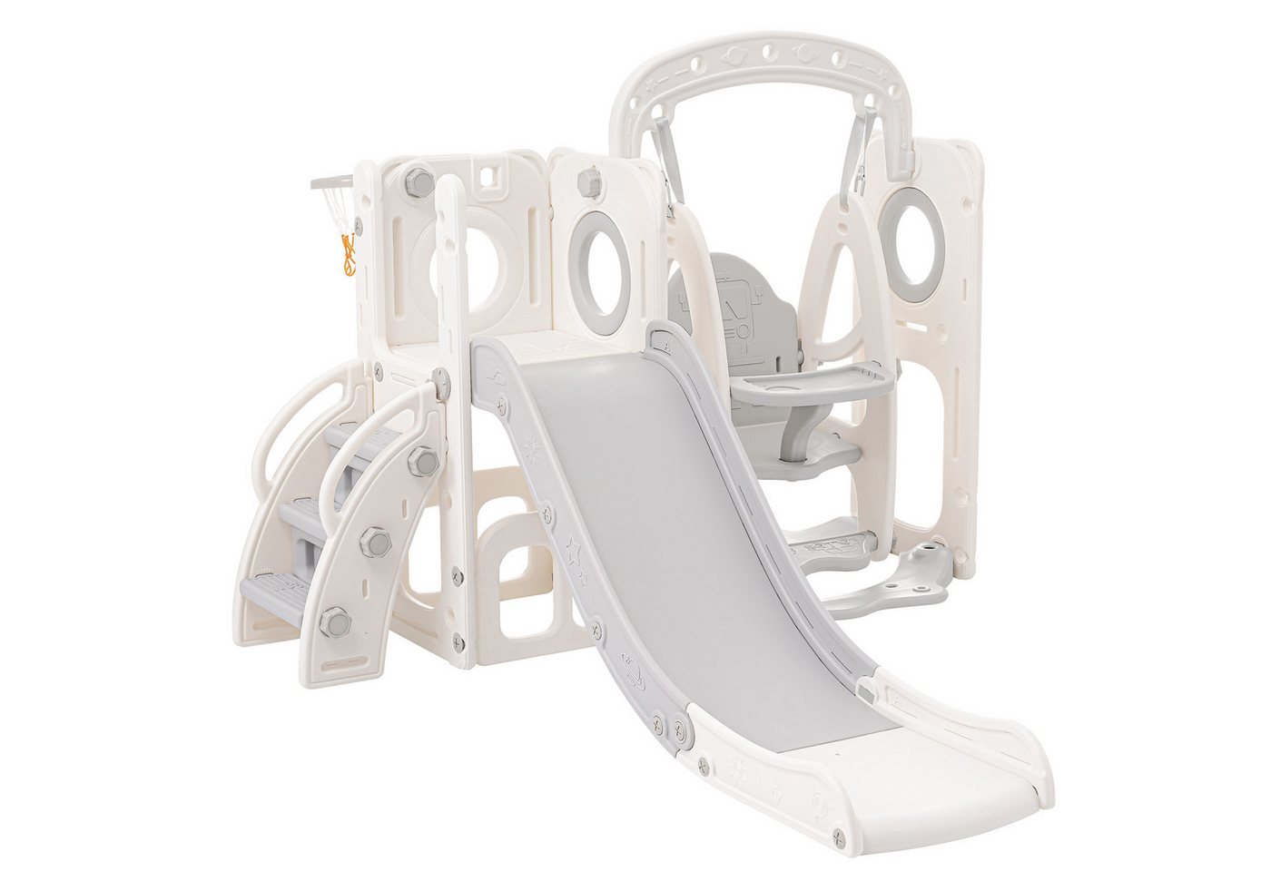 Rutaqian Indoor-Rutsche 5 in 1 Kinderrutsche, mit Rutsche, Schaukel, Basketballkorb und Treppe, exkl. Ozeanball Rutaqian Indoor-Rutsche 5 in 1 Kinderrutsche, mit Rutsche, Schaukel, Basketballkorb und Treppe, exkl. Ozeanball von Rutaqian