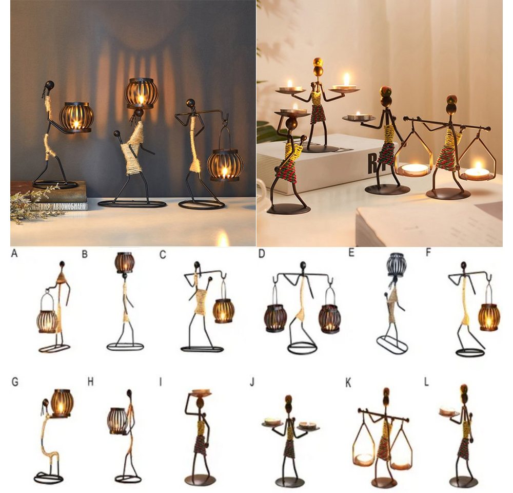 Rutaqian Kerzenständer Nordischer Kerzenständer aus Metall, abstrakte Figuren,Heimdekoration von Rutaqian