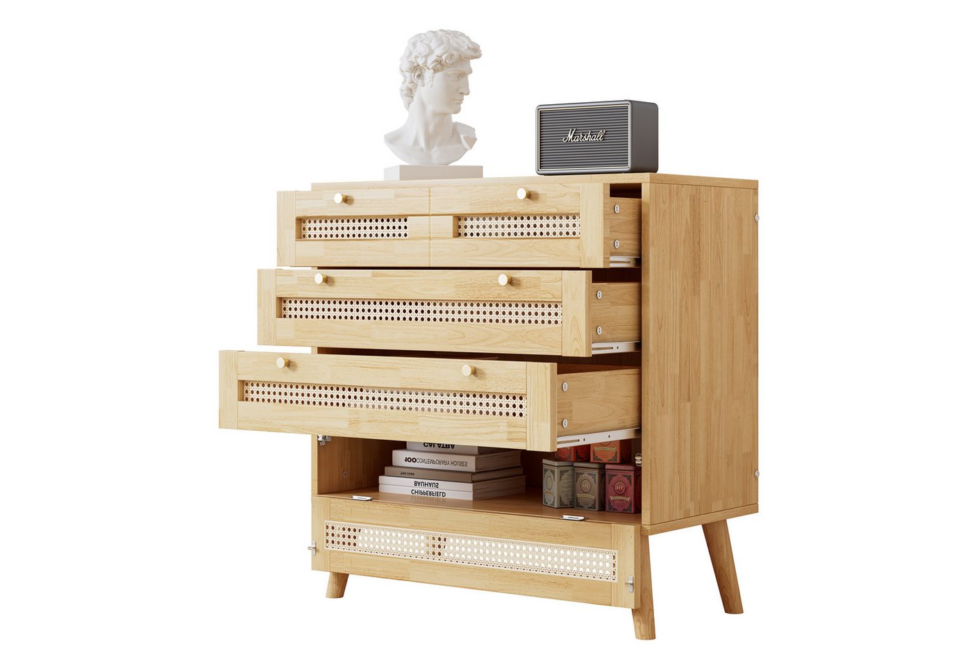 Rutaqian Kommode Klassische Kommode, Schrank mit 3 Schubladen, 80x40x83CM (1 St., mit -Schubladenplatte und unterem Flip-Top-Deckel), mit goldfarbenem Metallgriff und Holzbeine , Stauraum im Schlafzimmer von Rutaqian