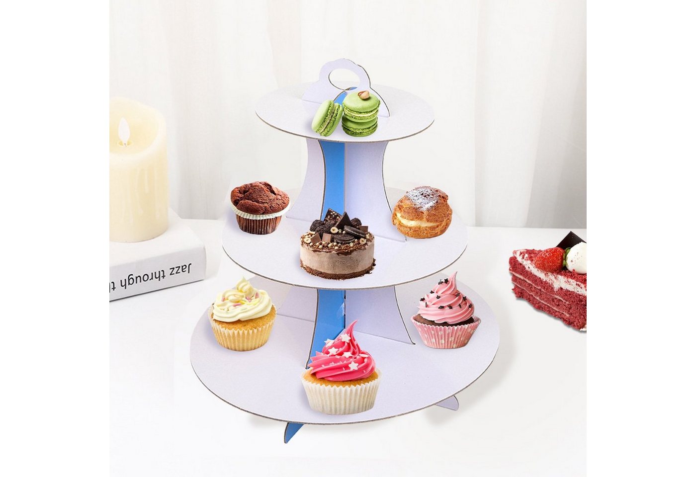 Rutaqian Kuchenteller Tortenständer mit drei Etagen Geburtstagsfeier Kuchenstand, (1 St), Dessertteller Cupcake-Tablett Haushaltsprodukte von Rutaqian