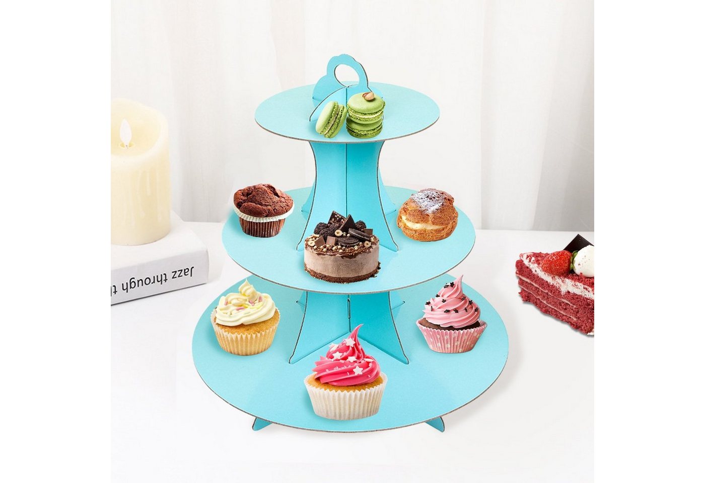 Rutaqian Kuchenteller Tortenständer mit drei Etagen Geburtstagsfeier Kuchenstand, (1 St), Dessertteller Cupcake-Tablett Haushaltsprodukte von Rutaqian