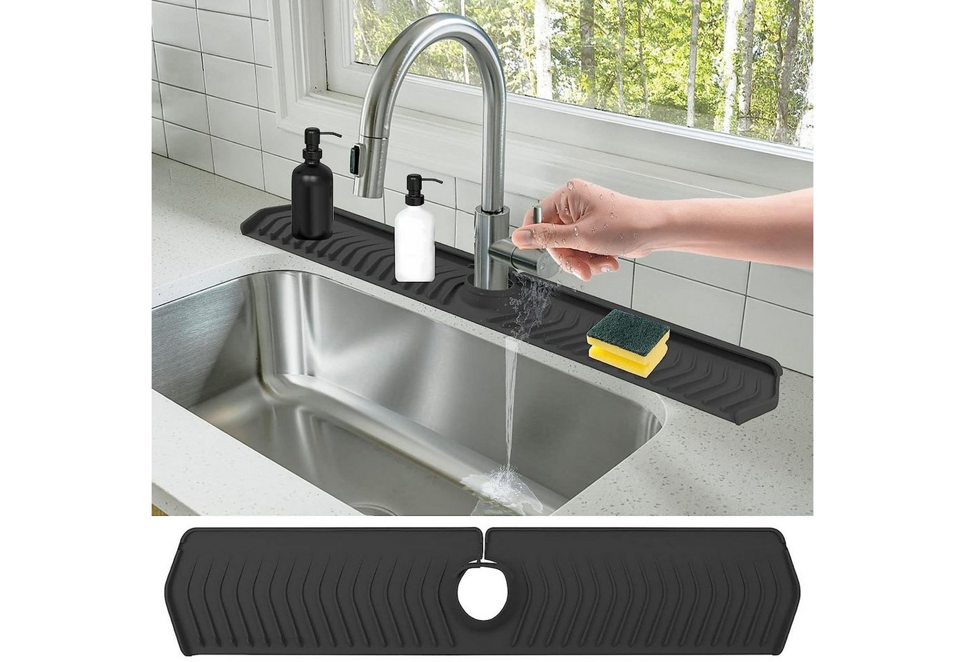 Rutaqian Küchenspüle Wasserhahn Drain Pad, Silikon Tropffänger Tablett für Haus Küche von Rutaqian