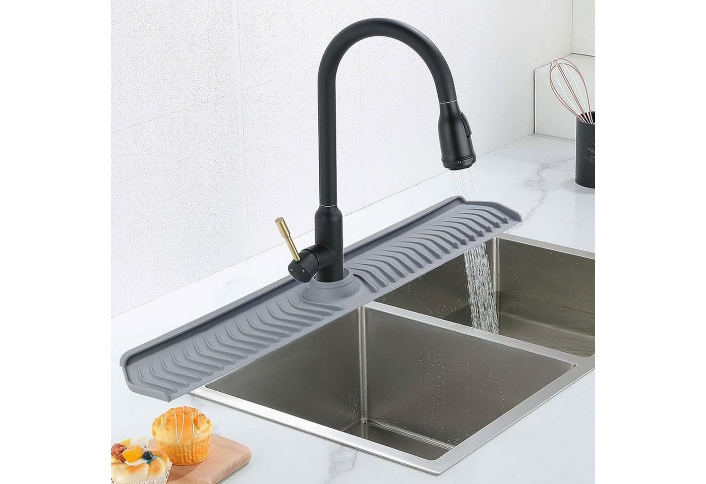 Rutaqian Küchenspüle Wasserhahn Drain Pad, Silikon Tropffänger Tablett für Haus Küche von Rutaqian