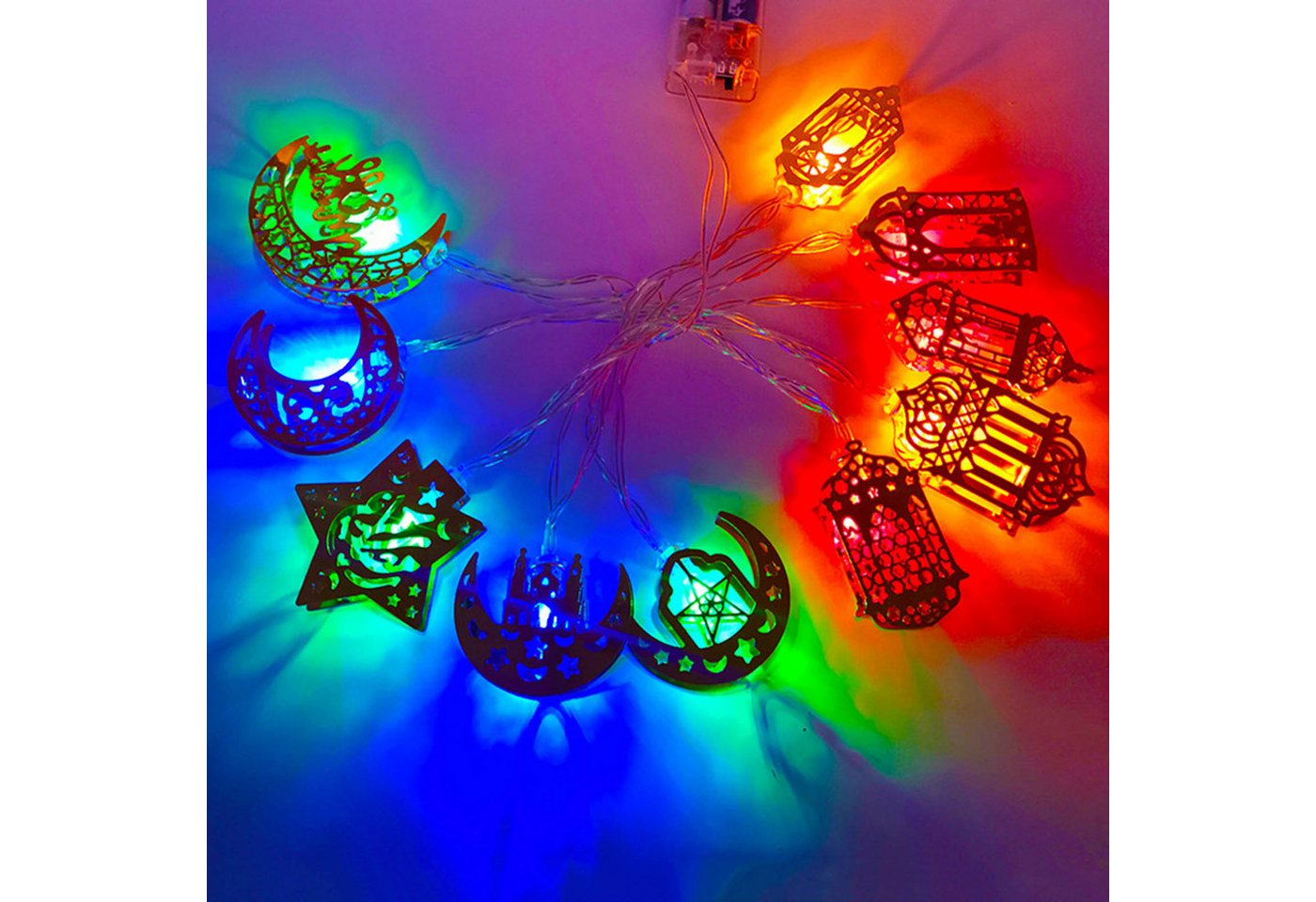 Rutaqian LED-Lichterkette Ramadan Eid Festival 20 LEDs Star Moon Vorhang Lichterkette 3m, Mond Schloss Stern Palast Beleuchtung Camping Urlaub Dekoration von Rutaqian