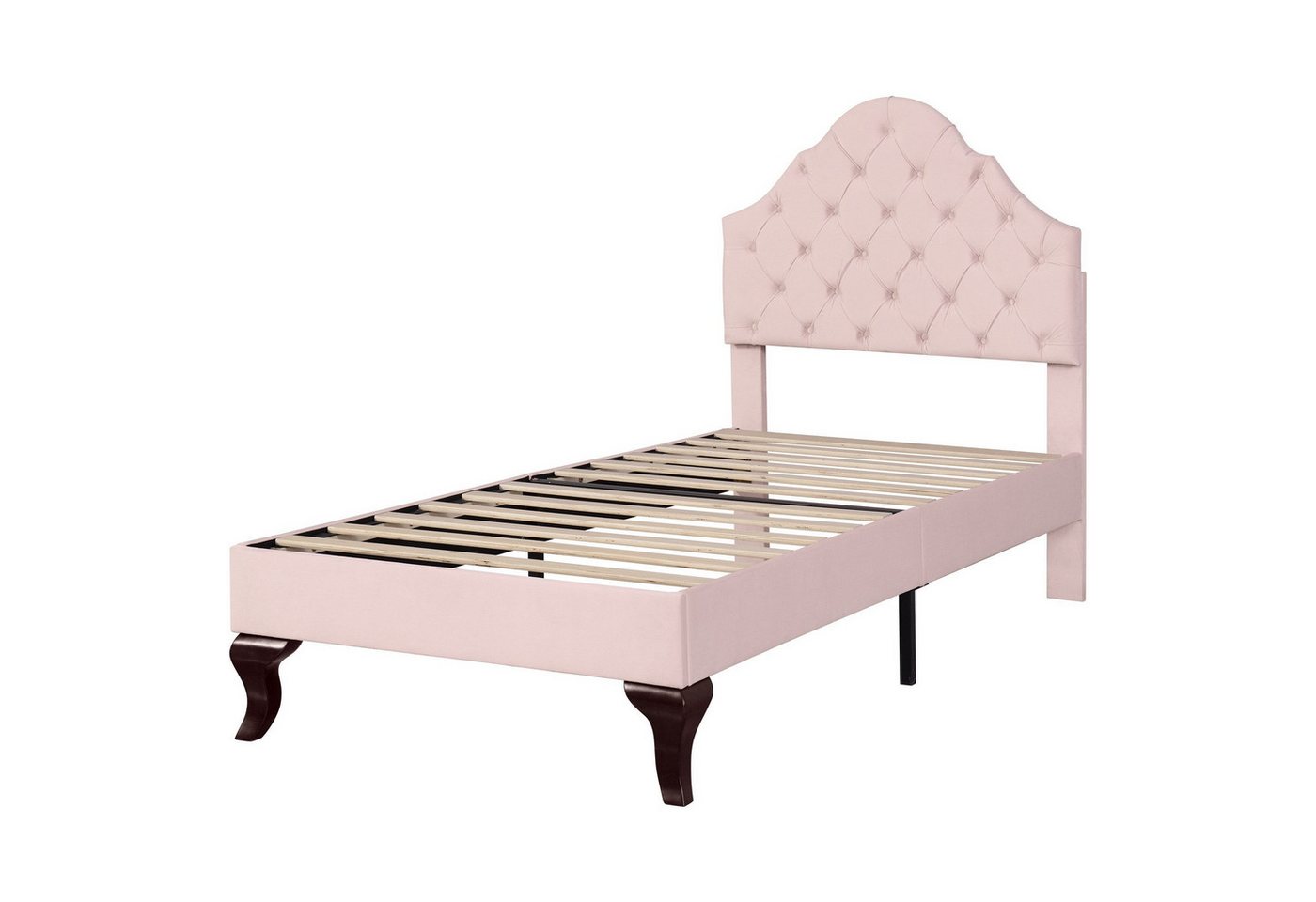 Rutaqian Polsterbett Einzelbett 90×200cm, Jugendbett, modernes Designbett, (Bettgestell, 1-tlg), mit Lattenrost und höhenverstellbares Kopfteil, Einfache Montage, Samt von Rutaqian