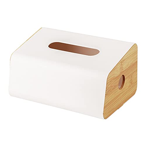 Rutaqian Quadratische Taschentuchbox aus Holz, Serviettenspender, Wandmontage, Organizer für Zuhause, Wohnzimmer, Küche, Badezimmer, weiß von Rutaqian
