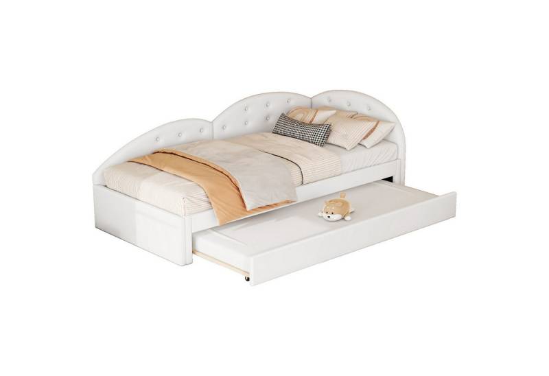 Rutaqian Schlafsofa Kinderbett Einzelbett 90×200 cm, Gästebett, mit Lattenrost, 1 Teile, mit ausziehbarer Liegefläche, Skandi- Design, stilvoll und einfach von Rutaqian