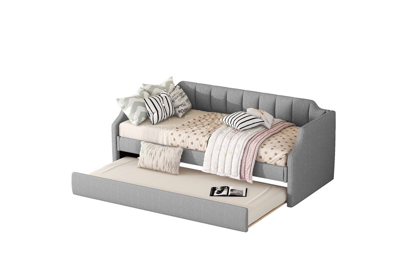 Rutaqian Schlafsofa Polsterbett 90×190/200cm Einzeltagesbett mit Rollbett,Mit Lattenrost, 1 Teile, minimalistisches Styling, Modernes Design, Ohne Matratze Rutaqian Schlafsofa Polsterbett 90×190/200cm Einzeltagesbett mit Rollbett,Mit Lattenrost, 1 Teile, minimalistisches Styling, Modernes Design, Ohne Matratze von Rutaqian