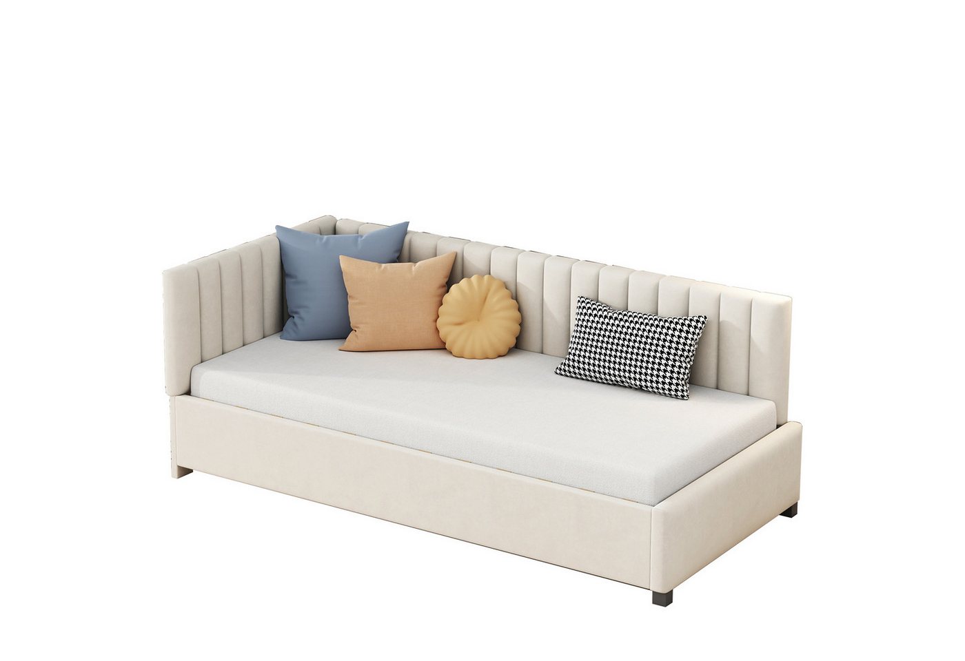Rutaqian Schlafsofa Polsterbett Sofabett 90 x 200 cm ( Matratze nicht Enthalten) , Multifunktionsbett mit Lattenrost Hautfreundlicher Samtstoff von Rutaqian