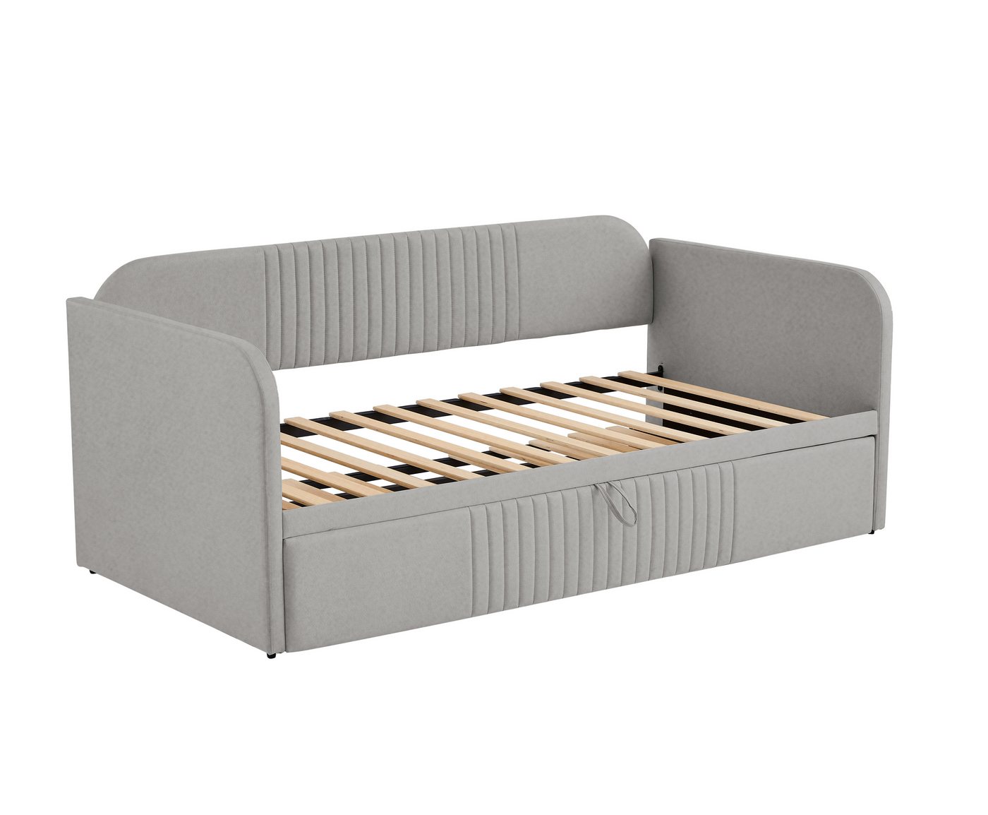 Rutaqian Schlafsofa Polsterbett mit Unterbett 90x180/190 cm, mit vertikalen Streifen, 1 Teile, Einzelbett, Multifunktionsbett, Luxus-Stil, Ohne Matratze Rutaqian Schlafsofa Polsterbett mit Unterbett 90x180/190 cm, mit vertikalen Streifen, 1 Teile, Einzelbett, Multifunktionsbett, Luxus-Stil, Ohne Matratze von Rutaqian