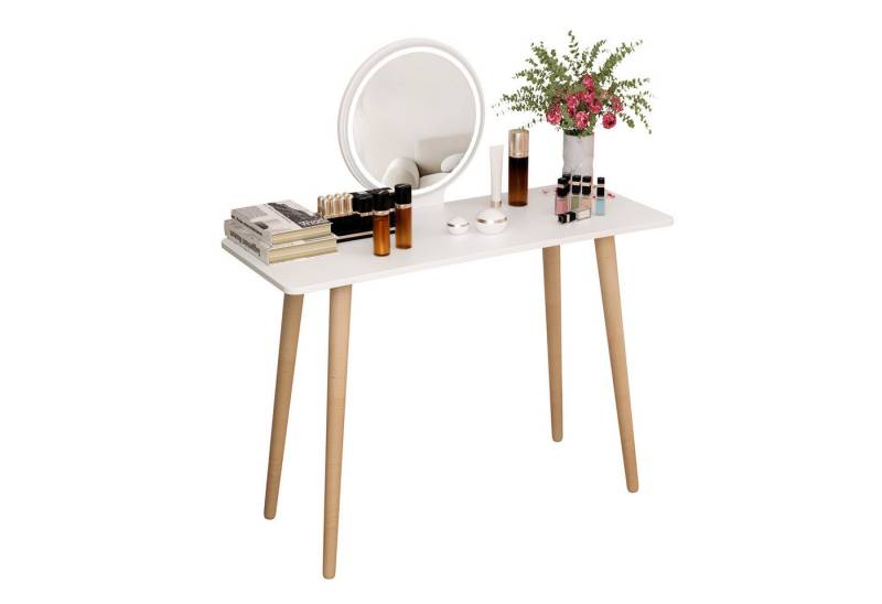 Rutaqian Schminktisch Frisiertisch, Kosmetiktisch mit Spiegel, im einfachen, 100×40×71 cm, (1-St., kompakt und ideal für kleine Wohnungen – Wirtschaftlich und funktional), minimalistischen nordischen Stil, für Schlafzimmer von Rutaqian
