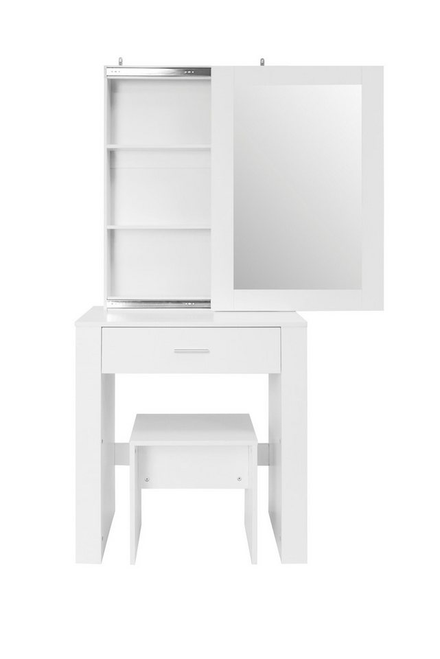 Rutaqian Schminktisch Schminktisch-Set mit Spiegeln und Hocker 73x 39.5 x 170 cm (Weiße Schminktische mit Schminkgestüt und Schubladen, Unverzichtbarer Schminktisch für das Schlafzimmer) von Rutaqian