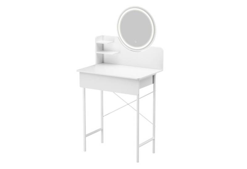 Rutaqian Schminktisch Schminktisch mit LED-beleuchtetem Spiegel, Schlafzimmer-Frisiertisch, (1-St), 1 Schublade und 2 offenen Regalen, 60×40×126 cm von Rutaqian