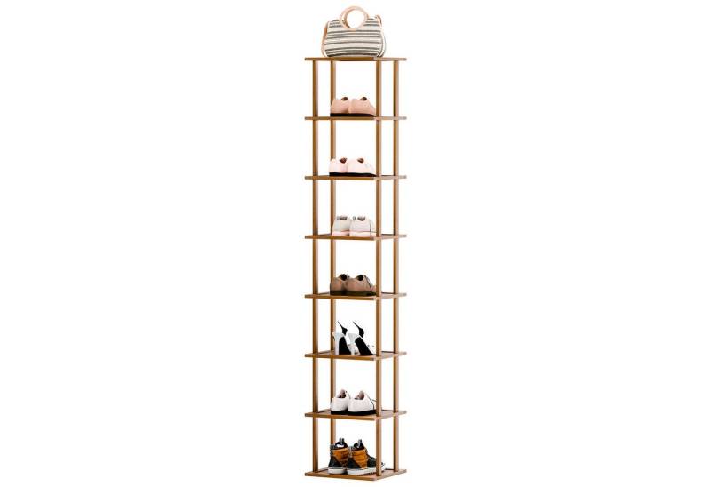 Rutaqian Schuhregal 5/6/7/ 8Lagiges Schuhregal Schmal und Hoch Holz, Shoe Rack für Eingang von Rutaqian
