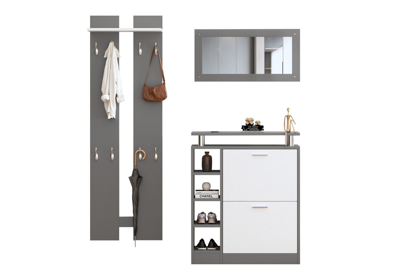 Rutaqian Schuhschrank Schuhschrank-Set 80 x 25 x 96.5 cm,Kleiderablage Rutaqian Schuhschrank Schuhschrank-Set 80 x 25 x 96.5 cm,Kleiderablage von Rutaqian