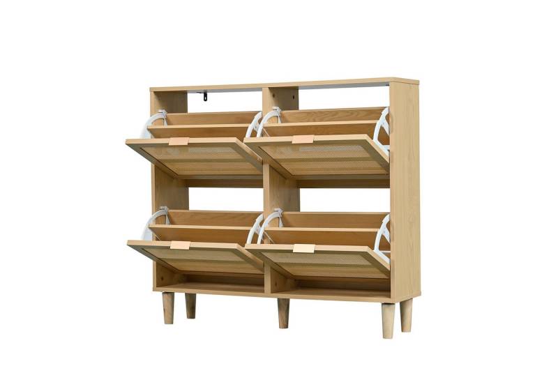 Rutaqian Schuhschrank Schuhschrank mit 4 Klappschubladen, Schuhkommode aus Rattan (1-St) von Rutaqian