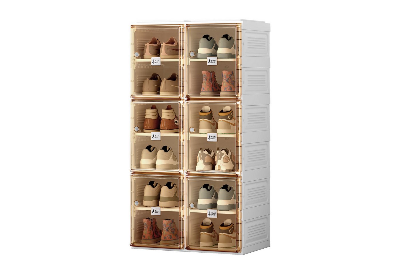 Rutaqian Schuhschrank Tragbarer Schuhschrank für das Wohnzimmer – Stapelbarer (1-St) Aufbewahrungsschrank mit Türen und Regalen, 53 × 34 × 99 cm von Rutaqian