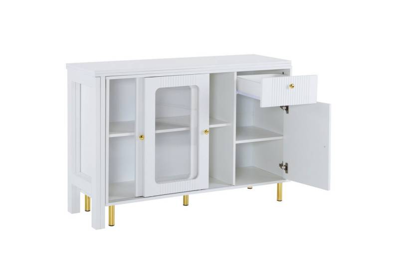 Rutaqian Sideboard Anrichte mit klappbarem Ausziehtisch, Modernes Sideboard, (1 St., Anbautisches:122x40x82cm), kreatives Wellenmuster Design, goldene Metallbeine, 116x40x78.5cm von Rutaqian