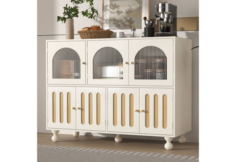 Rutaqian Sideboard Moderne Sideboard mit 4 Fächern, Lang 120 cm, Breite 40 cm, Hoch 90 cm von Rutaqian