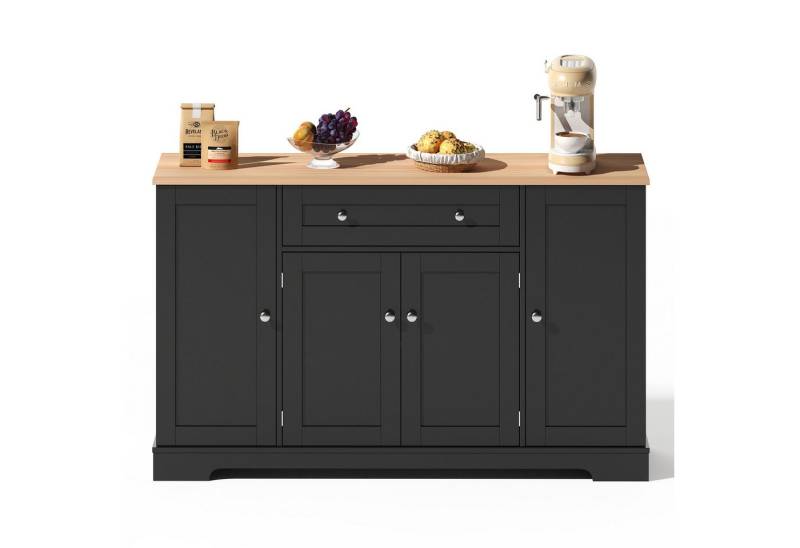 Rutaqian Sideboard Multifunktionales Küchenbuffet – 138 cm Sideboard mit Schublade, mit Regaltüren & verstellbaren Einlegeböden, Kippschutz von Rutaqian